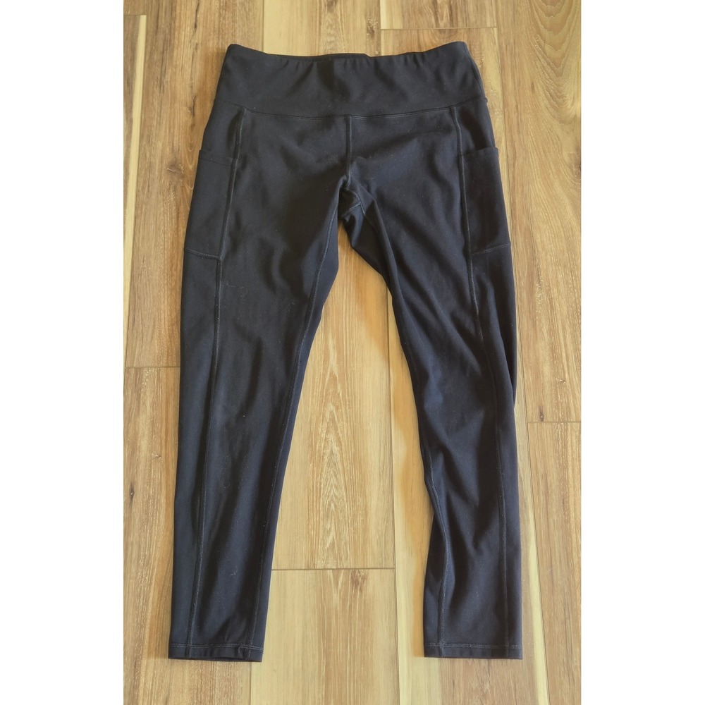 Iuga Elastic Waistband Skinny Leggings Women's Size XL Black Side Pockets